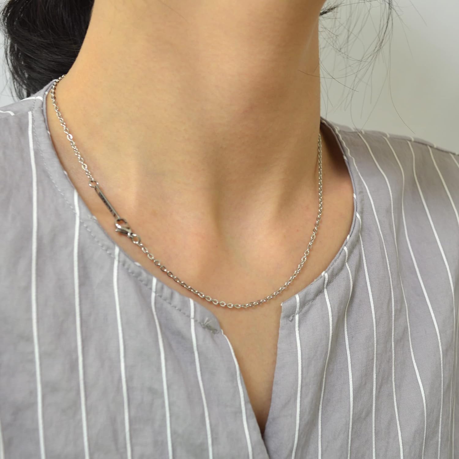 2MM Stainless Steel Necklace - Thin Cable Chain for Women & Men, Silver Chains for Pendant Addition or Alone - 16-30 Inch Available - Image 4
