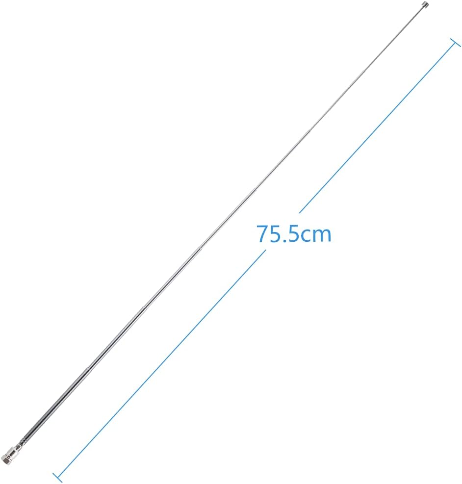 FM Telescopic Radio Antenna Kit 75 Ohm F Type Male Connector,DAB Radio Antenna with 7 Sections 75.5CM/29.7IN for TV AM FM Radio Stereo Receiver - Image 6