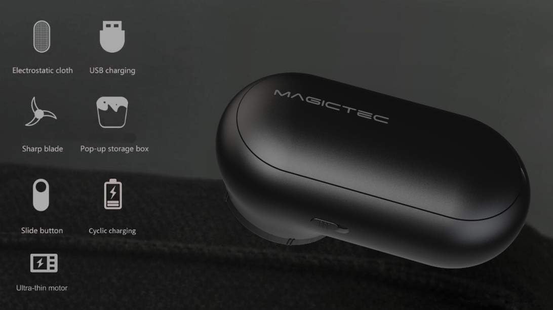 Rechargeable Fabric Shaver, Magictec Lint Remover Sweater Defuzzer Lints Fuzzs Pills Pilling Trimmer for Clothes and Furniture -Battery Operated (Black) - Image 6