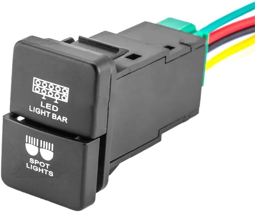 Ehlivhall Dual Push Switch Button LED Light Bar Fog Light Control Panel with Wire Kit for Toyota for 4Runner for Tacoma for Tundra RAV4 Interior Dashboard Accessory