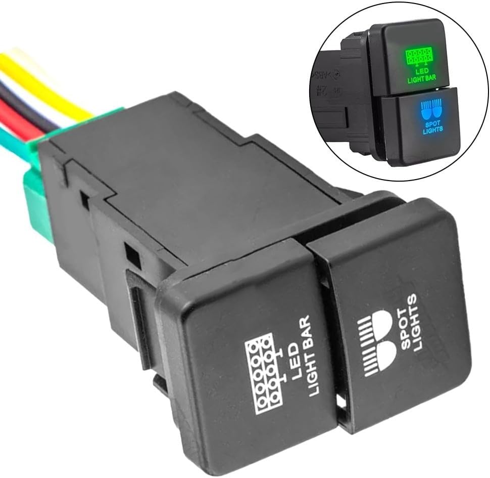 Ehlivhall Dual Push Switch Button LED Light Bar Fog Light Control Panel with Wire Kit for Toyota for 4Runner for Tacoma for Tundra RAV4 Interior Dashboard Accessory - Image 4