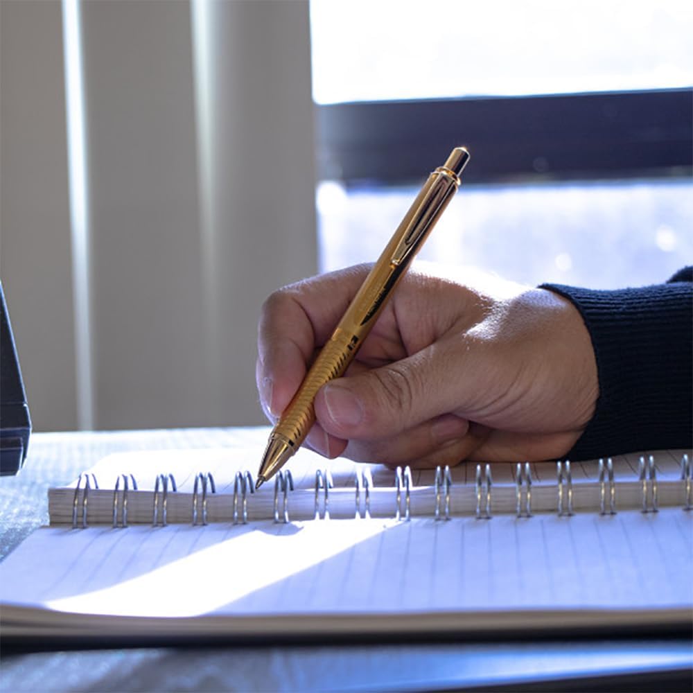 Pentel EnerGel Alloy RT Retractable Liquid Roller Gel Pen - Metal Barrel 0.7mm - Gold Body (Black Ink) - Image 8