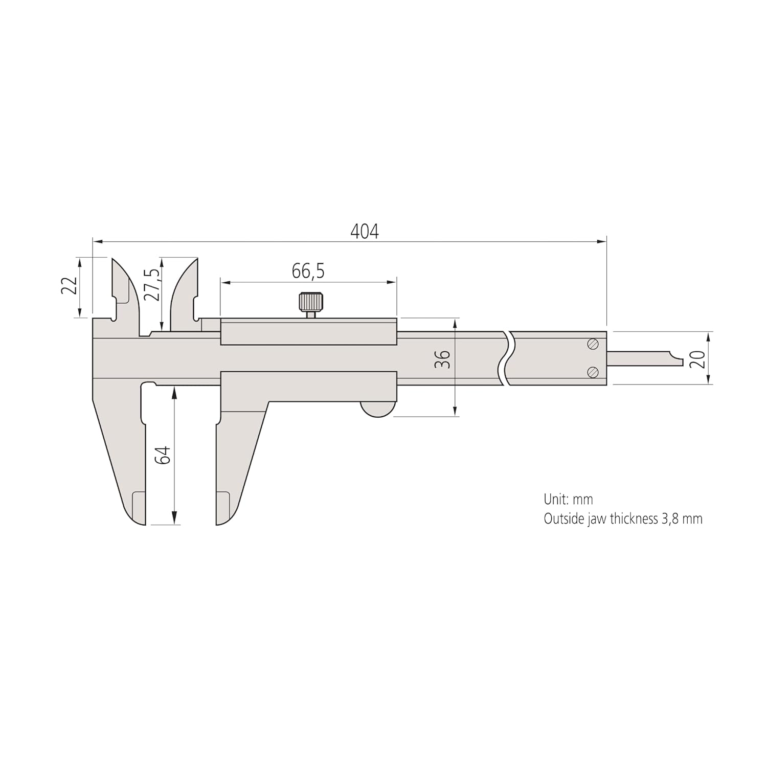 Mitutoyo 530-108 Vernier Caliper, Stainless Steel, 0-200mm Range, +/-0.05mm Accuracy, 0.05mm Resolution - Image 3