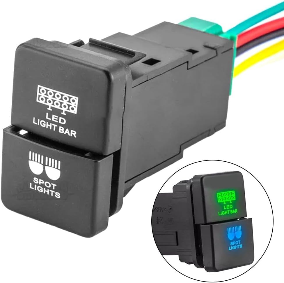 Ehlivhall Dual Push Switch Button LED Light Bar Fog Light Control Panel with Wire Kit for Toyota for 4Runner for Tacoma for Tundra RAV4 Interior Dashboard Accessory - Image 2