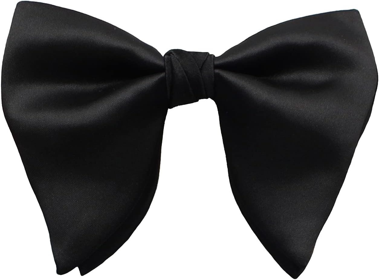 Lovacely Mens Oversized Satin Silk Bow Tie Solid Color Formal Tuxedo Big Bowtie