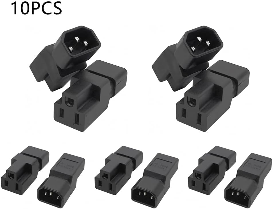 2 Pack IEC320 C14 Male to Nema 5-15R PDU USA UPS Extension Power Plug Adapter,IEC C14 Male Plug to Nema 5-15R US 3 Pin Female Power Adapter Connector - Image 6
