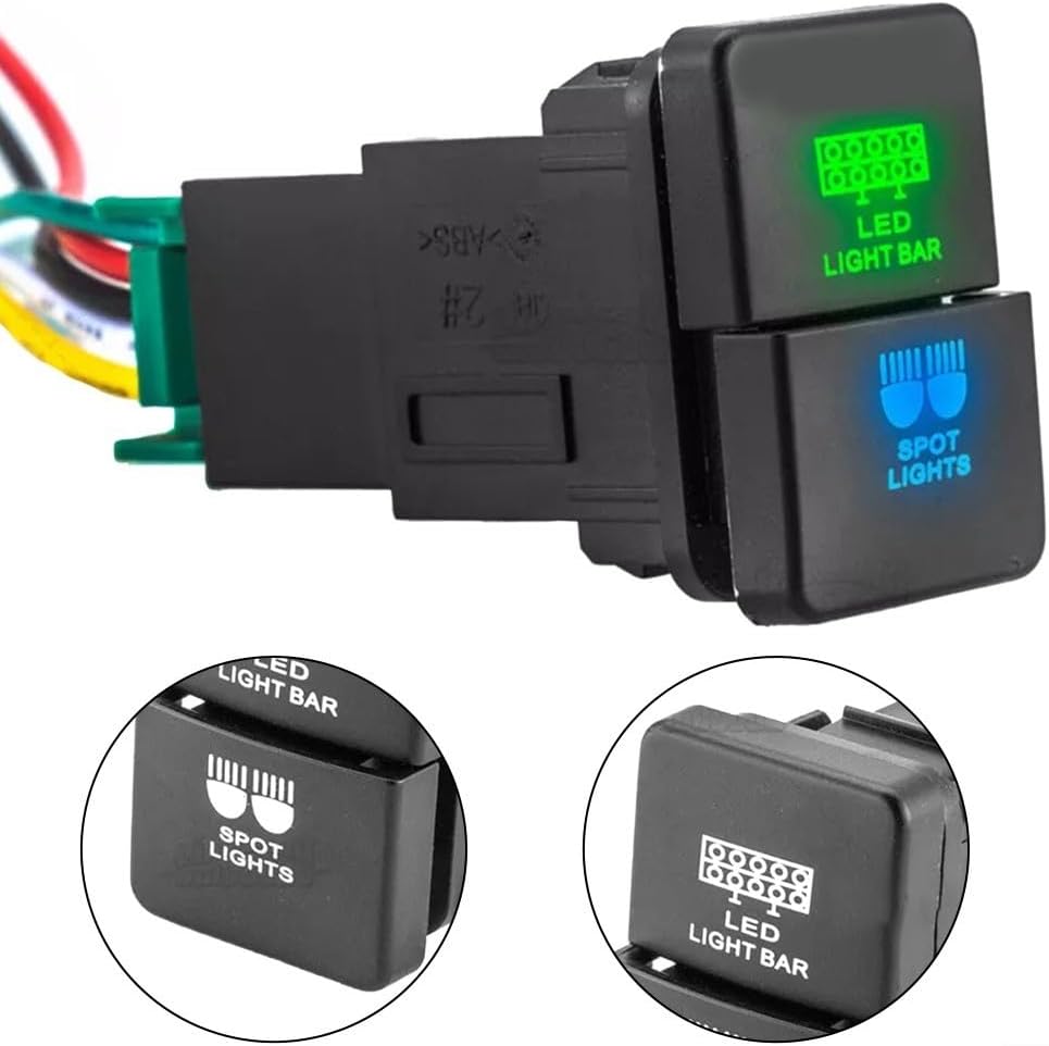 Ehlivhall Dual Push Switch Button LED Light Bar Fog Light Control Panel with Wire Kit for Toyota for 4Runner for Tacoma for Tundra RAV4 Interior Dashboard Accessory - Image 5