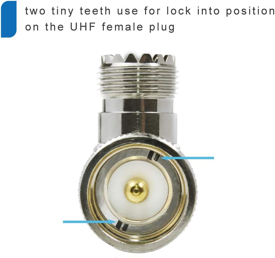 eifagur UHF Male PL-259 to UHF Female SO-239 L Shape Right Angle 90 Degree RF Coax Coaxial Adapter Connector(Pack of 4) - Image 3