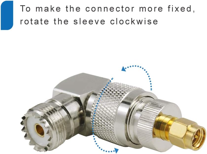 eifagur UHF Male PL-259 to UHF Female SO-239 L Shape Right Angle 90 Degree RF Coax Coaxial Adapter Connector(Pack of 4) - Image 4