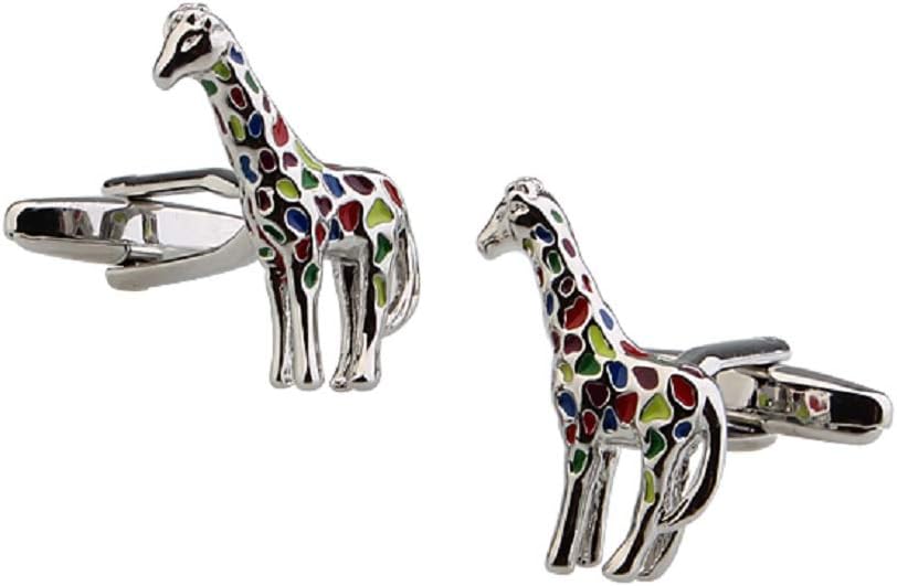 MRCUFF Giraffe Rainbow Colors Pair Cufflinks in a Presentation Gift Box & Polishing Cloth