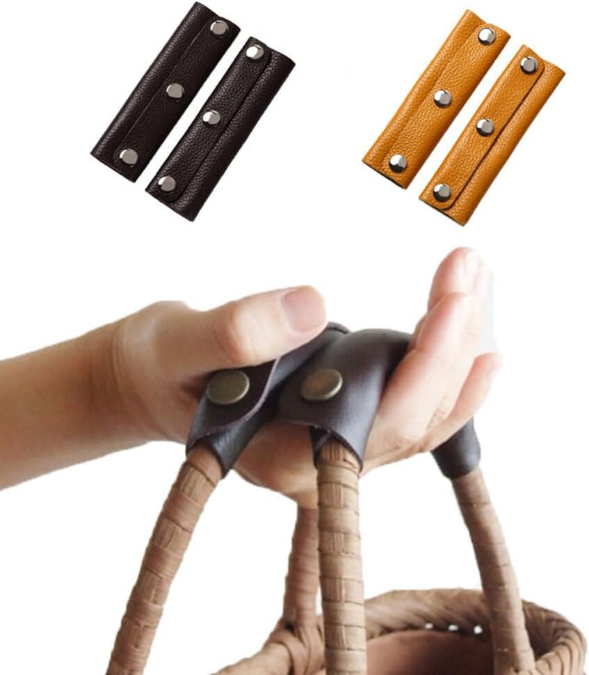 2PCS Leather Luggage Handle Wraps Handbag Handle Grip Protector Purse Wallet Handle Strap Cover Pad with Brass Clasps Craft Making Supplies for Suitcase Travel Bags Tote Bag(Brown) - Image 4