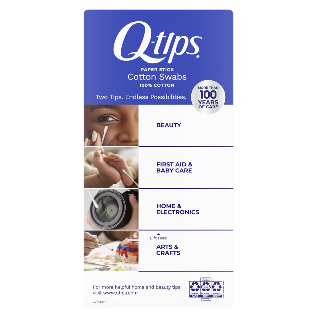 Q-tips Cotton Swabs For Hygiene and Beauty Care Original Cotton Swab Made With 100% Cotton 375 Count - Image 2