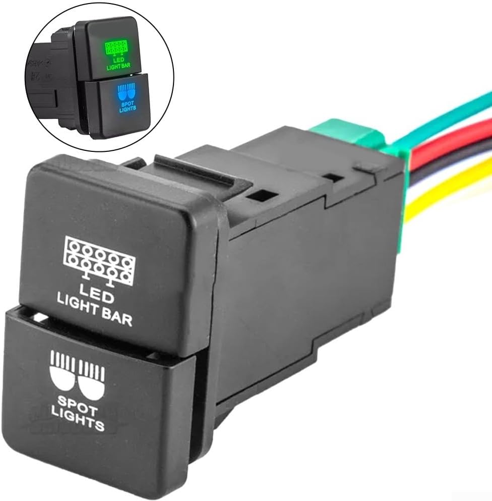 Ehlivhall Dual Push Switch Button LED Light Bar Fog Light Control Panel with Wire Kit for Toyota for 4Runner for Tacoma for Tundra RAV4 Interior Dashboard Accessory - Image 3