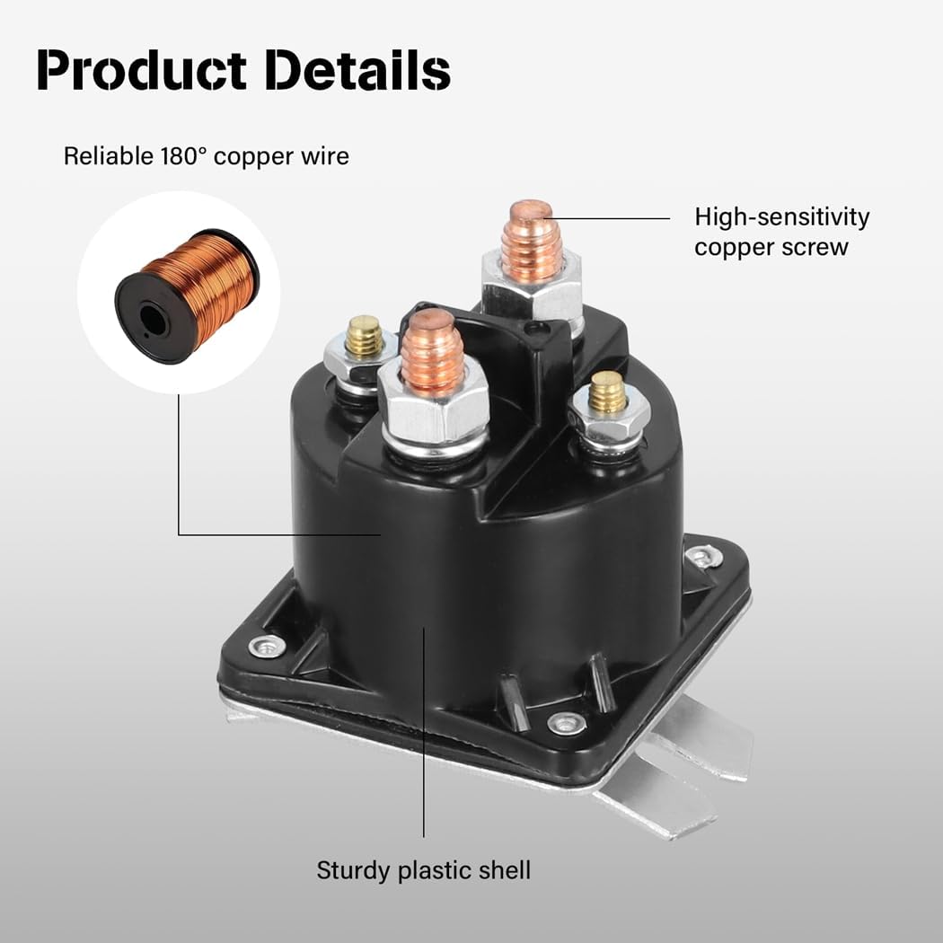 100 Amp 12V 4 Terminal Solenoid Relay for Intermittent Duty, Replacement Dump Trailer Solenoid, Compatible with Part Numbers Az-4201Gj, Saz-4201Er - Image 3