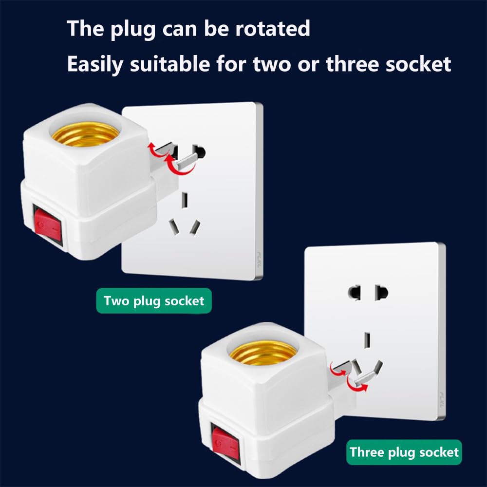 E26/E27 Socket Extension Adapter with Switch,Plug-in Light Socket,Convert Outlet to Light Bulb Socket (4 Pack) - Image 5