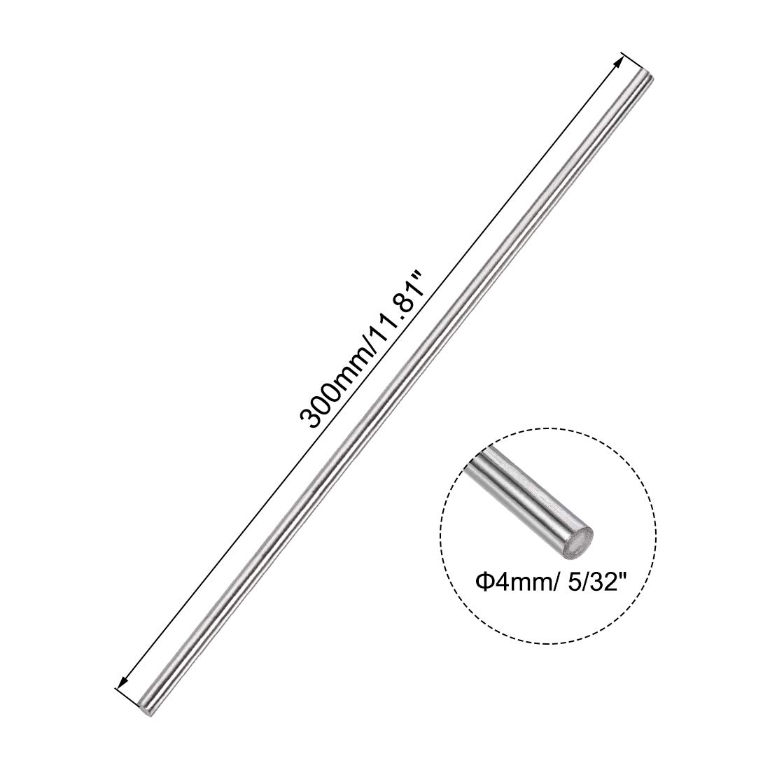 uxcell 4mm x 300mm 304 Stainless Steel Solid Round Rod for DIY Craft - 5pcs - Image 2