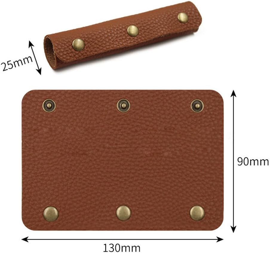2PCS Leather Luggage Handle Wraps Handbag Handle Grip Protector Purse Wallet Handle Strap Cover Pad with Brass Clasps Craft Making Supplies for Suitcase Travel Bags Tote Bag(Brown) - Image 3