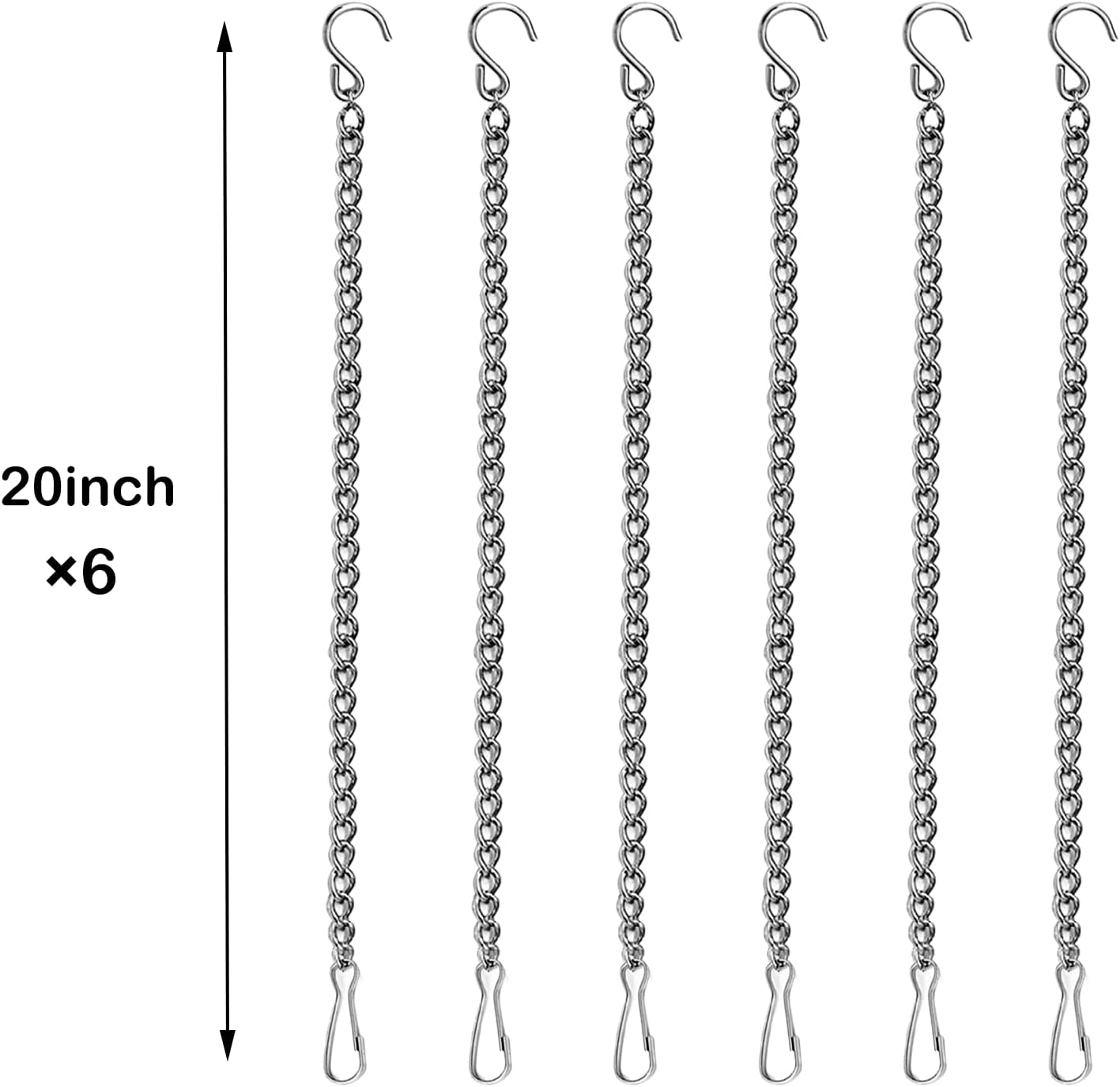 6 Pcs 20 Inch Stained Glass Window Hanging Chains - Silver 304 Stainless Steel, Window Art Decor, Patio Garden Outdoor Decorative Glass Panels - Image 2