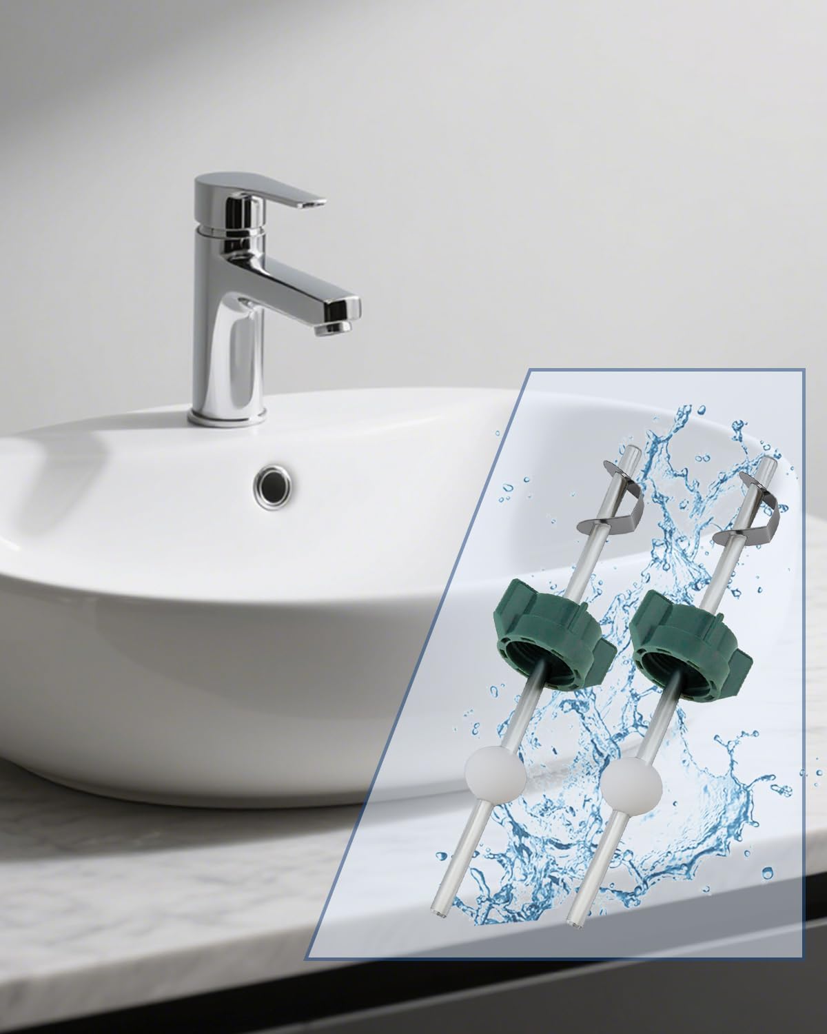 2 Pack Lavatory Pop Up Center Piece Assembly, Sink Ball/Pivot Rod Sink Stopper Replacement Parts, Replacement for PS2673, Compatible with Other Popular Brands, Chrome Metal Bathroom Sink Drain Stopper - Image 7