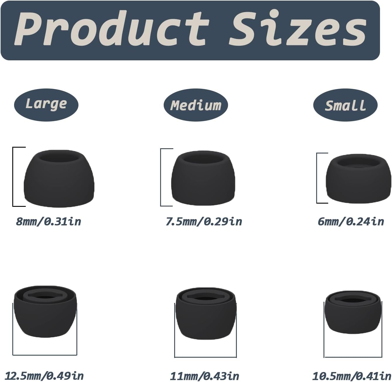 6 Pairs Replacement Eartips for Samsung Galaxy Buds Pro Headphones, Silicone Tips Earbuds Eartips Set, L/M/S Earplug Replacement Accessories (Black, Without Pen) - Image 4