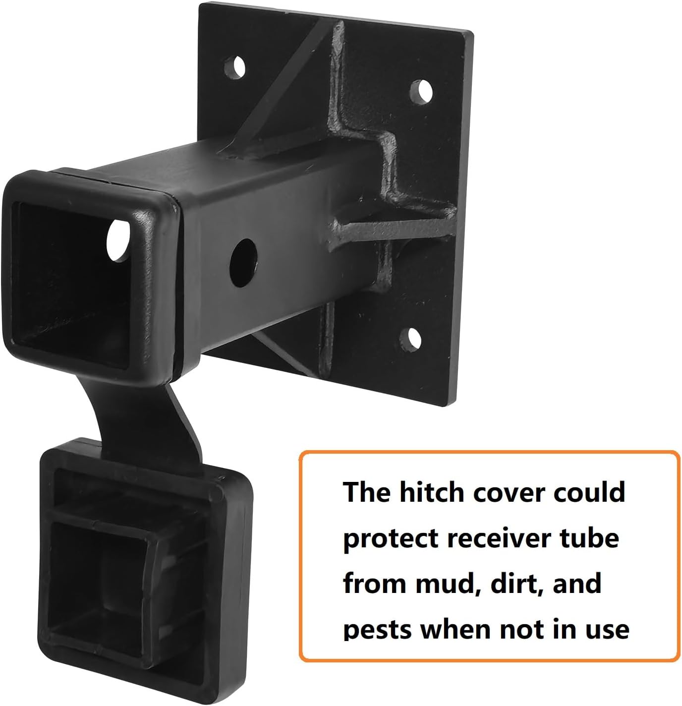 Hitch Wall Mount, Bolt-On Receiver Tube Adapter, 2 Inch Opening Hitch Receiver Plate Tube, Bumper Trailer Hitch Receiver, Universal Towever Hitch Extender (Include Cover and Pin&Clip) - Image 3