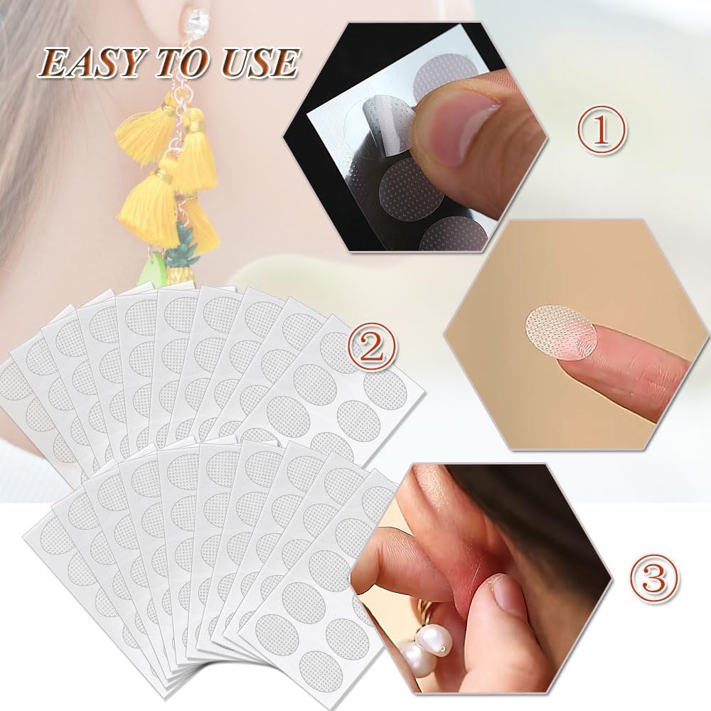 Earring Stickers for Split Earlobes, 200 Pcs Earring Support Patches for Heavy Earrings Reinforcement Ear Stickers Earring Backs for Droopy Ears Large Earring Stabilizers Stickers Clear (200PCS Clear) - Image 5