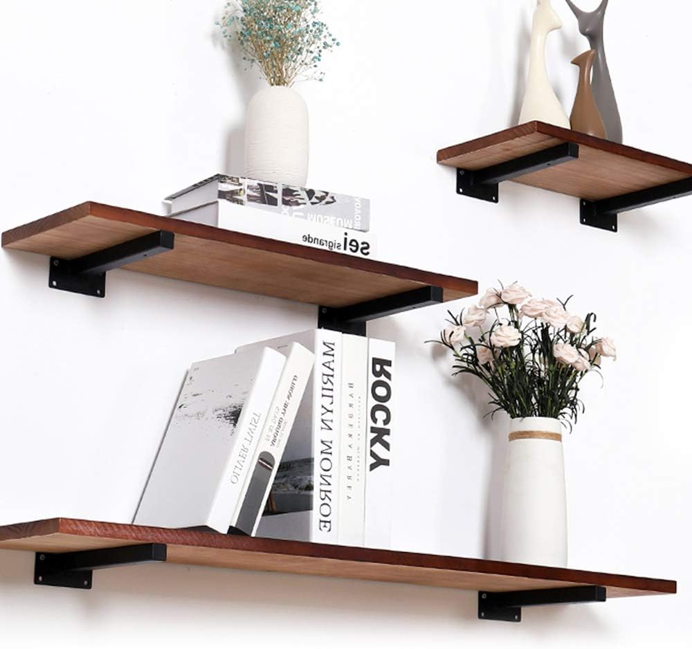 Luomorgo 4 Pcs 8" Floating Shelf Bracket Stainless Steel Heavy Duty Black Shelf Brackets Blind Shelf Supports Hidden Brackets for Floating Wood Shelves - Screws and Wall Plugs Included - Image 6