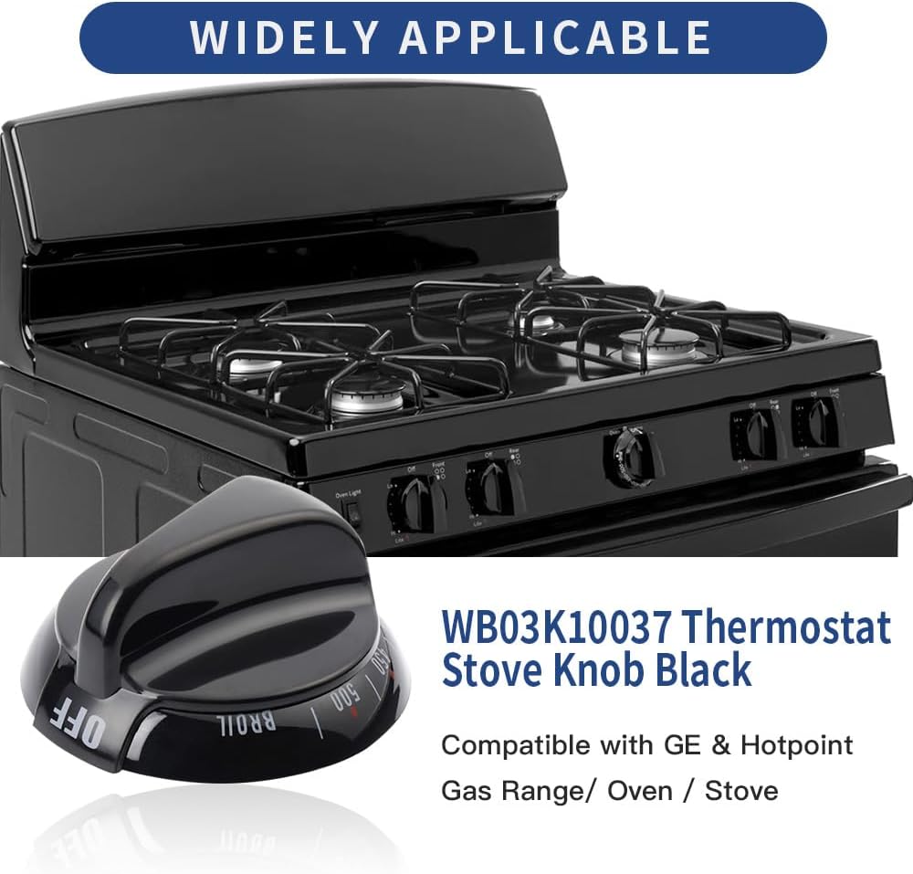 Upgraded WB03K10037 Thermostat Stove Knob Black, Replacement Part for GE & Hotpoint Range Oven, Replaces AP2014849, 242683, AH225986, EA225986 - Image 2