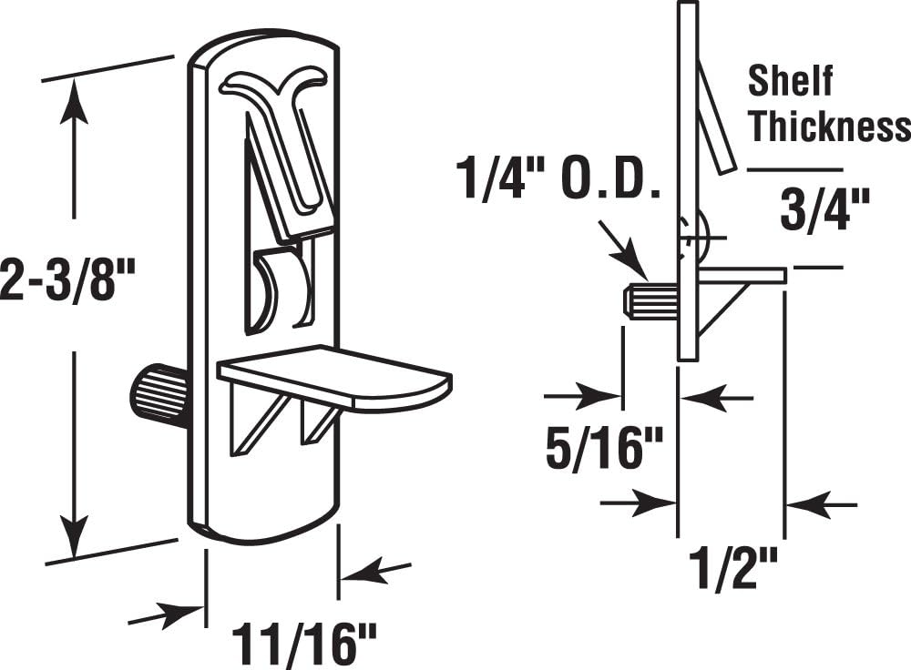 Prime-Line U 9398N Self-Locking Shelf Support Pegs, 1/4 In. Peg x 3/4 In. Shelf, Plastic (4 Pack) - Image 2