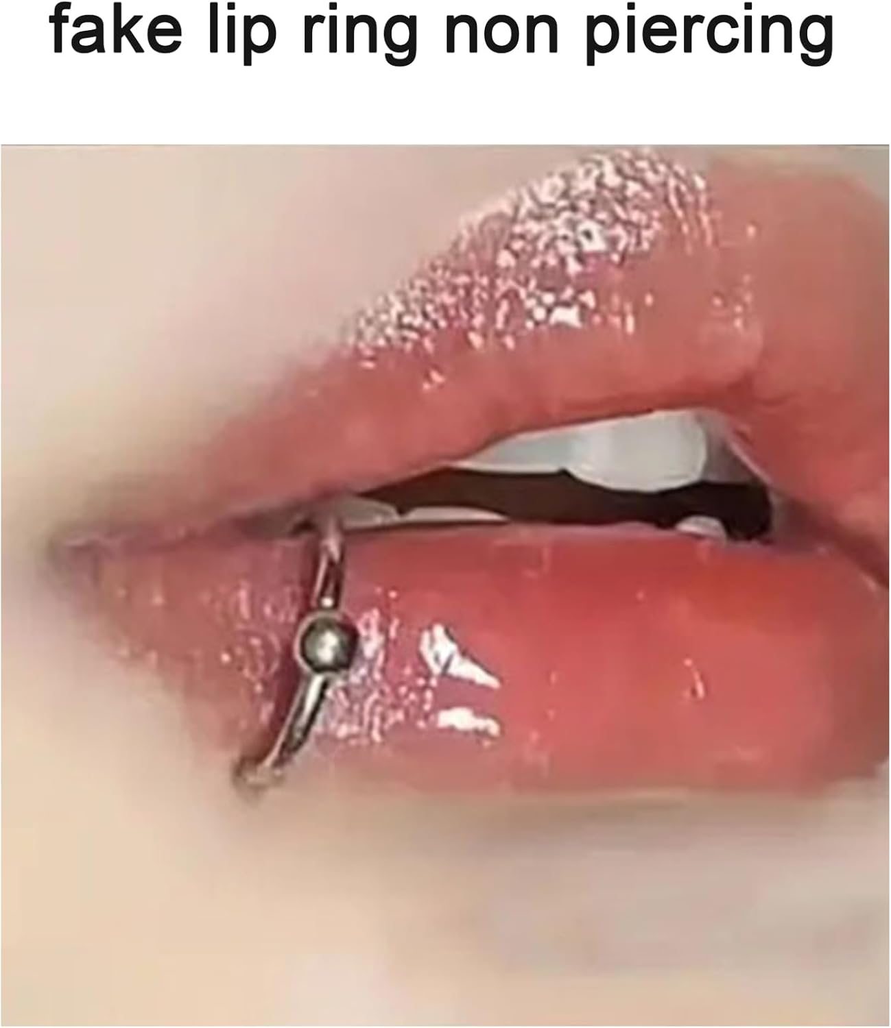 QWALIT Fake Lip Ring Cuffs Fake Nose Face Dermal Piercing Silver Clip on Vampire Teeth Fangs Faux Snake Bites Clip Nose Ring Hoops Non Piercing Stick on Stud Jewelry for Halloween Jewelry Women Men - Image 4