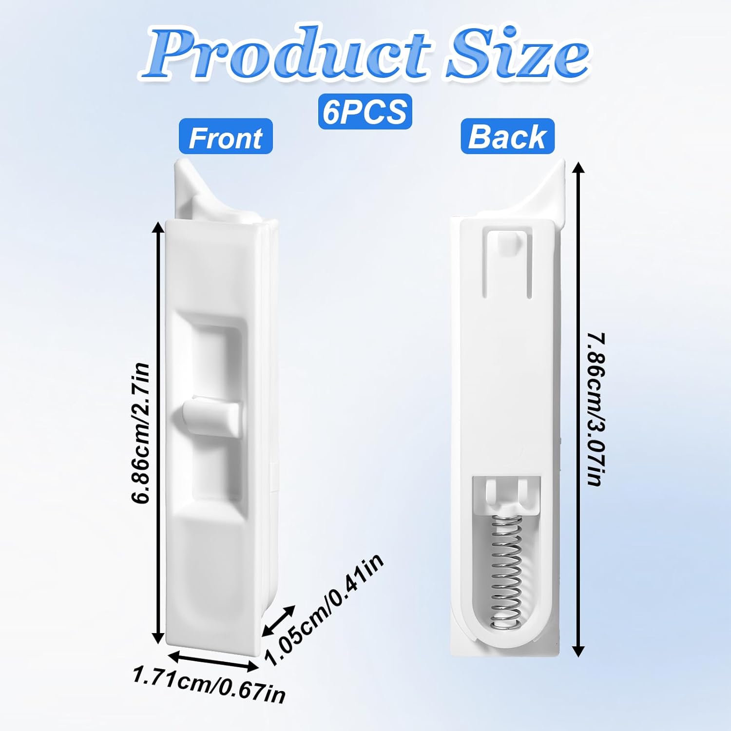 6 Pcs Window Tilt Latch Pairs, White Spring Loaded Latch Replacement Sliding Locks Plastic Construction Snap-in Latches Pairs Window Parts and Hardware for Home Windows Accessories - Image 2