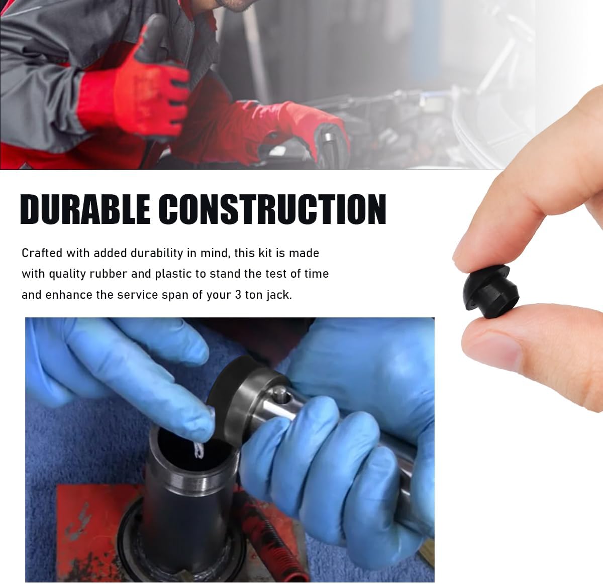 FSTURIOS 17PCS Floor Jack Seal Kit, 3 Ton Horizontal Hydraulic Jack O-Ring Seal with Oil Filler Plug, Complete Repair Set Rubber Sealing Rings Replacement Parts for Floor Jacks - Image 5