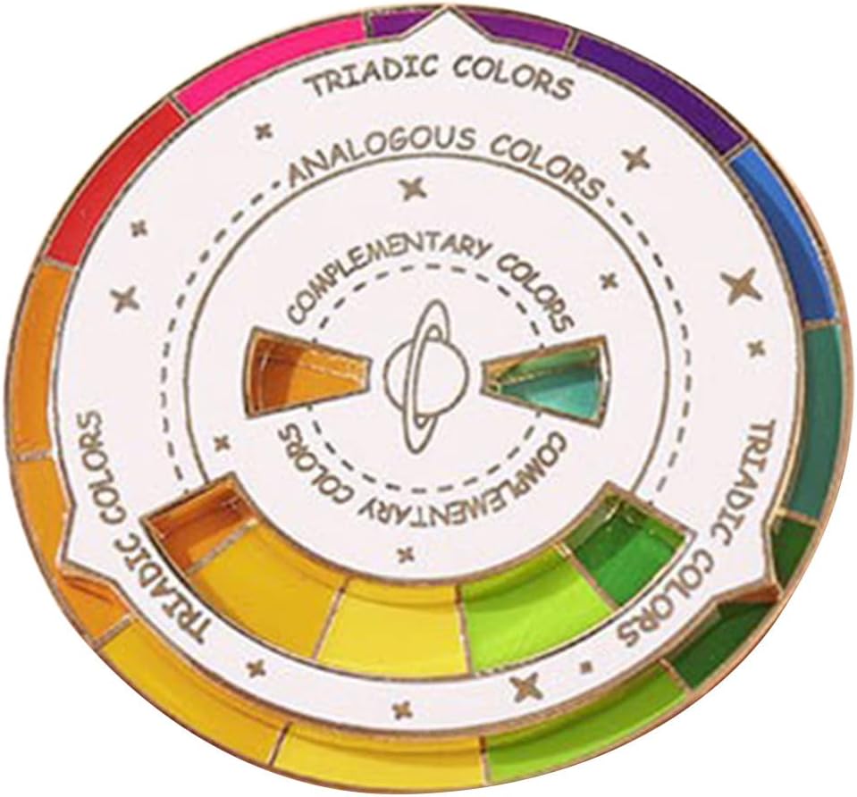 Sweater Clip Creative Color Wheel Enamel Pin The Spinning Wheel Moves Nicely Color Wheel Brooch Lapel (White, One Size)