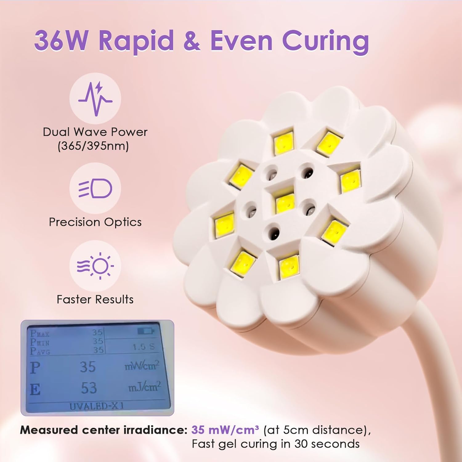 Delanie UV LED Nail Lamp Flash Cure Light - Rechargeable Cordless Gooseneck Nail Curing Light for Gel Polish Glue Extension, White - Image 6