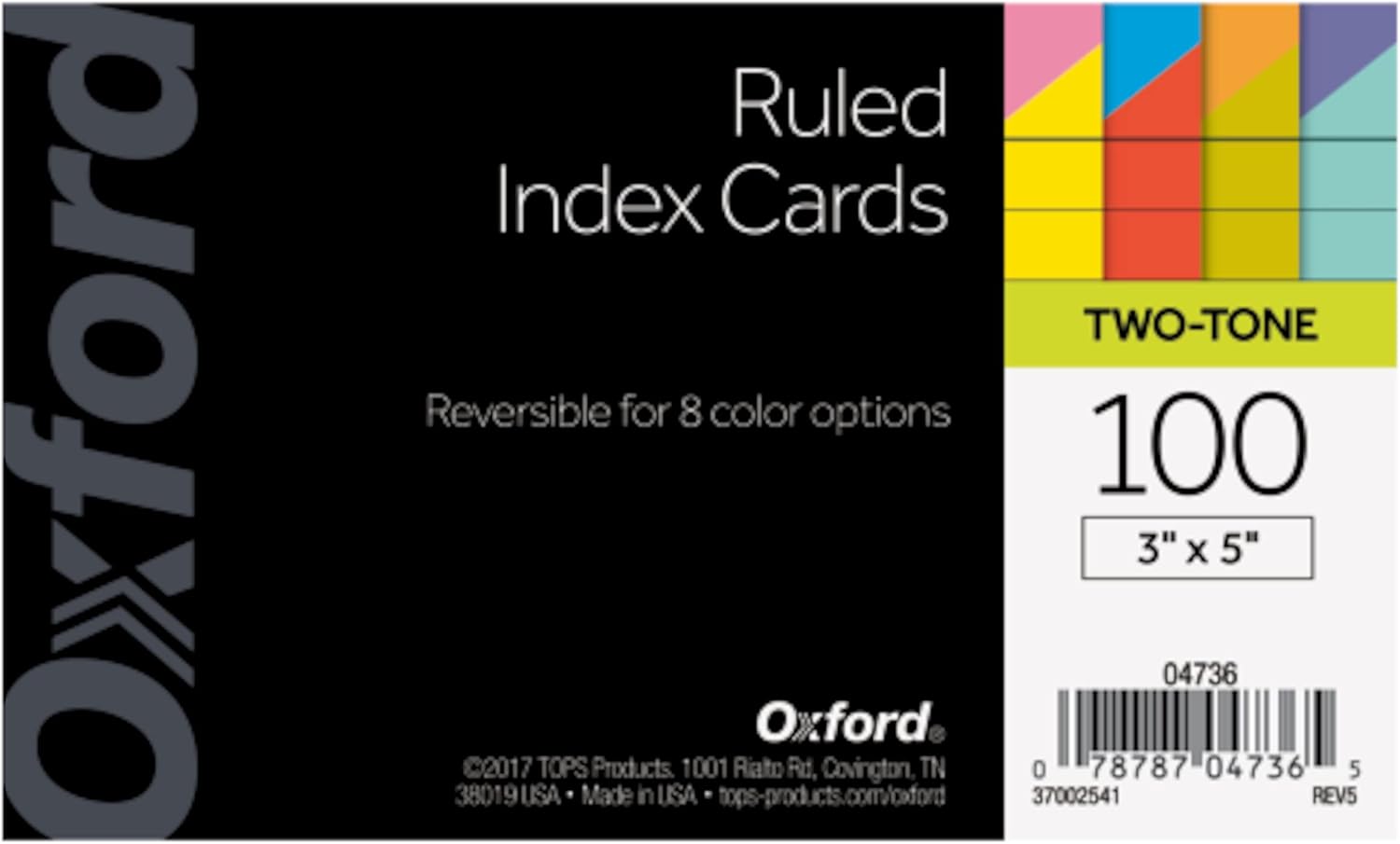 Oxford Extreme Index Cards, 3 x 5 Inches, Assorted Colors, 100 per pack (04736) - Image 2