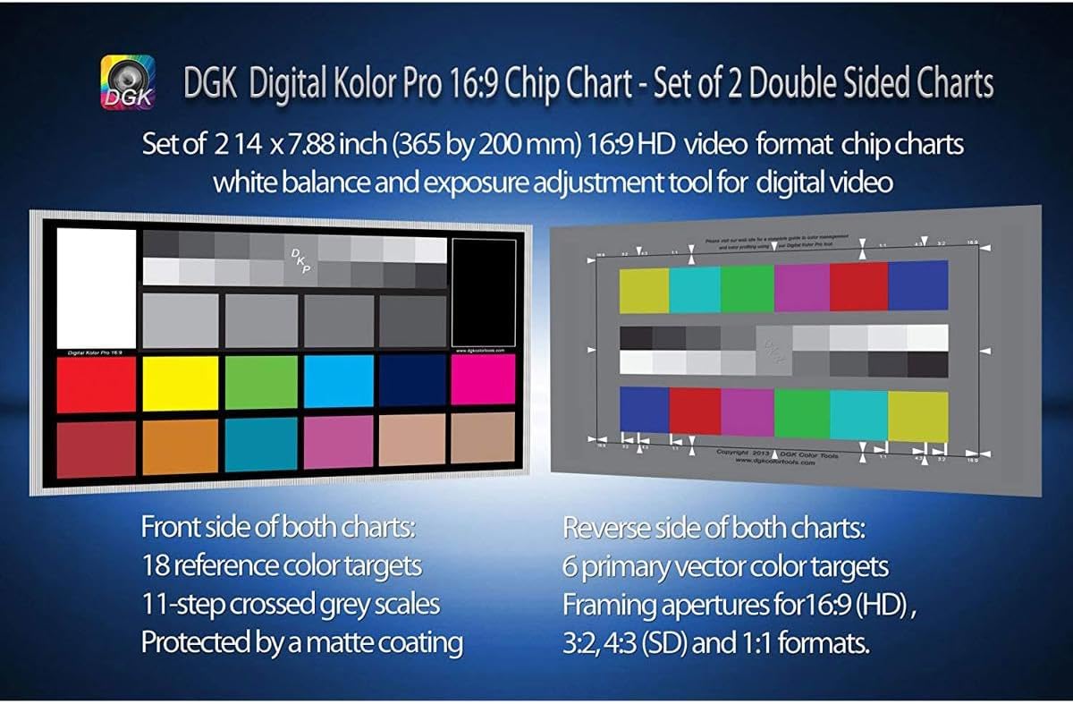 DGK Color Tools Digital Kolor Pro 16:9 Large Color Calibration and Video Chip Chart, 2-Pack - Image 3