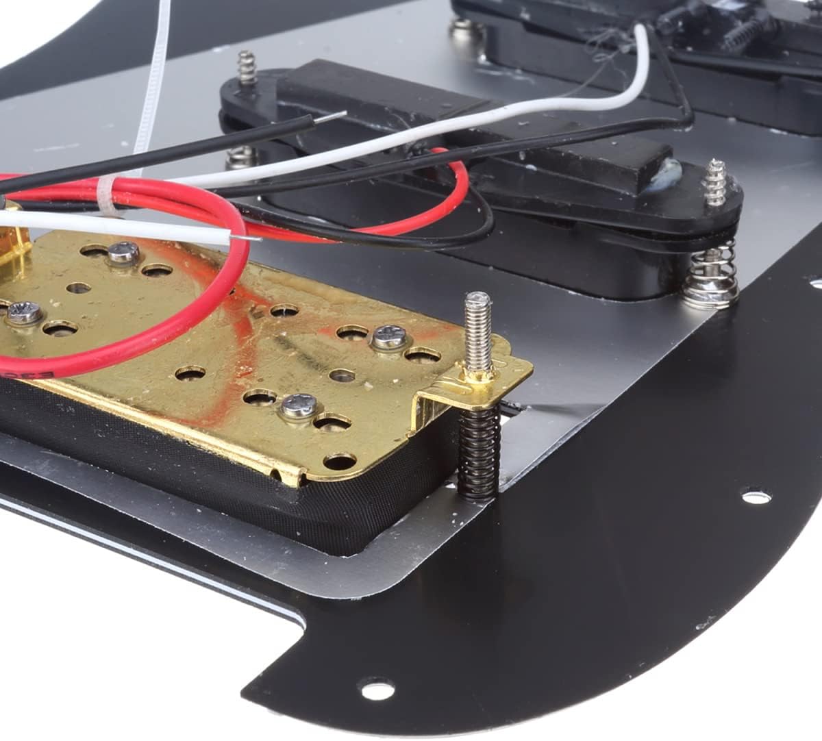 Musiclily SSH Prewired Strat Loaded Pickguard with Single Humbucker Pickups Set for Fender Stratocaster Electric Guitar,3Ply Black - Image 6