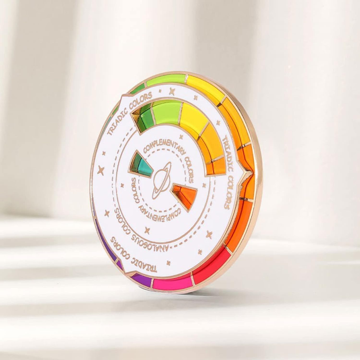Sweater Clip Creative Color Wheel Enamel Pin The Spinning Wheel Moves Nicely Color Wheel Brooch Lapel (White, One Size) - Image 3