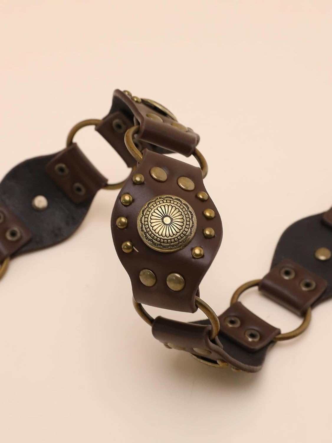 HinyBoeh Western-Belts for Women Cowgirl-Disc-Belt - Wide-Disc-Belts Concho-Rivet-Belts for Jeans Pants(for 26-36''Wasit) - Image 3