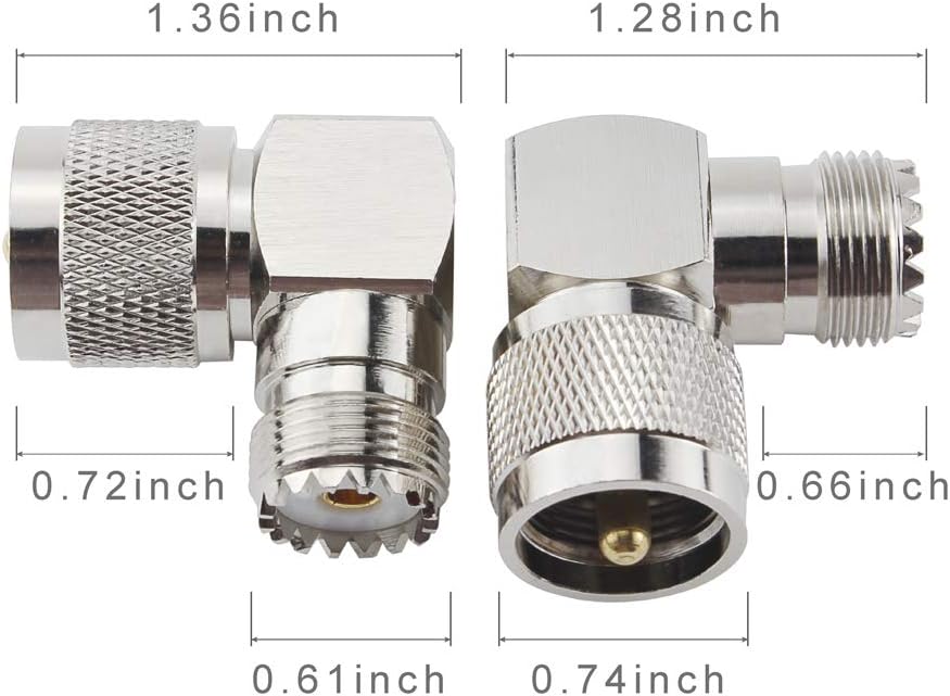 eifagur UHF Male PL-259 to UHF Female SO-239 L Shape Right Angle 90 Degree RF Coax Coaxial Adapter Connector(Pack of 4) - Image 2