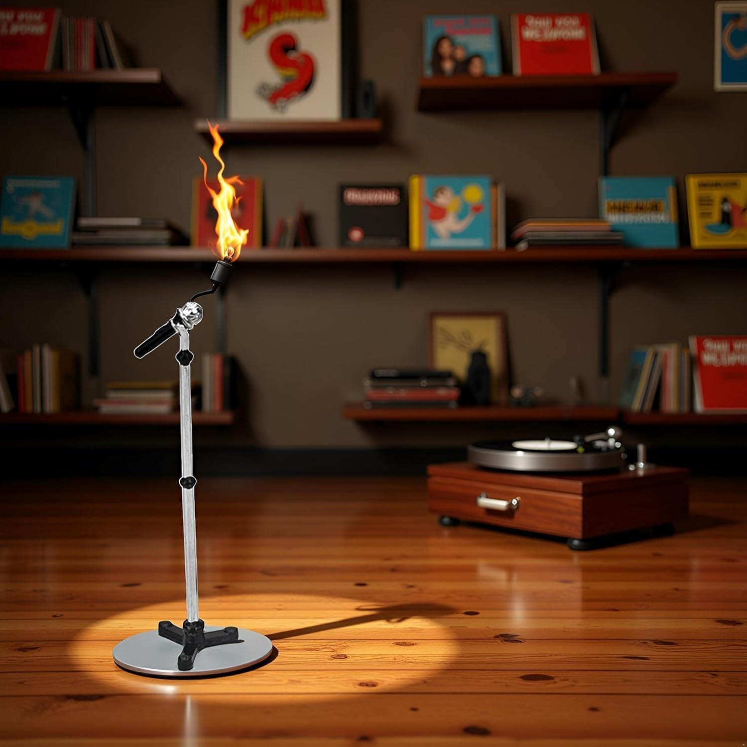 2Pcs Black Dollhouse Decoration Accessories, 1:12 Dollhouse Miniature Scene Model Microphone with Stand Play Toy, Decortion, Dollhouse Furniture, Doll's Microphone (90 x 18 mm) - Image 5