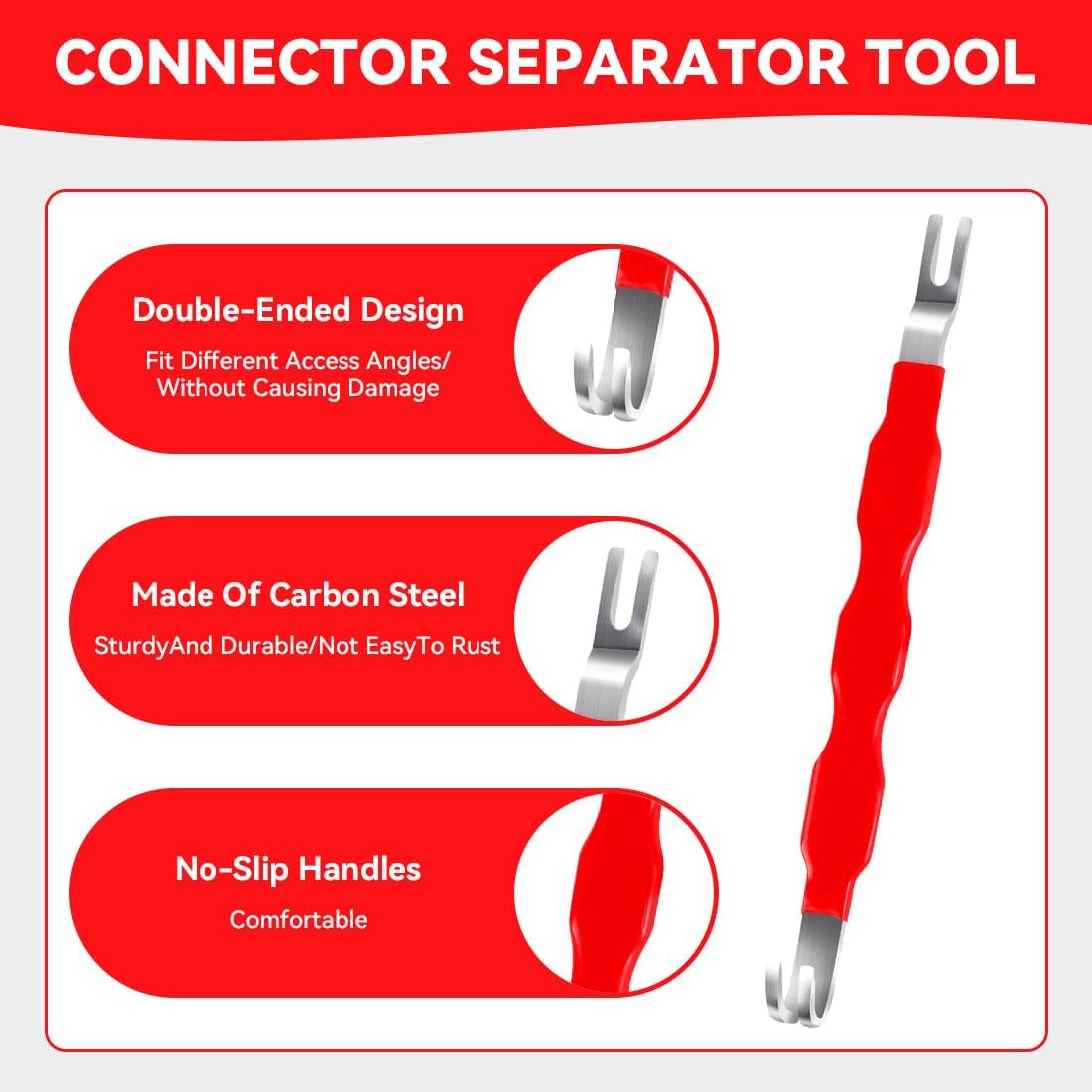 4 Pieces Automotive Electrical Disconnect Pliers Kit, High-Carbon Steel Connector Separator with Straight & 60° Pliers, Hose Clamp Plier, Plug Release Tool and Wire Terminal Removal in Storage Box - Image 4