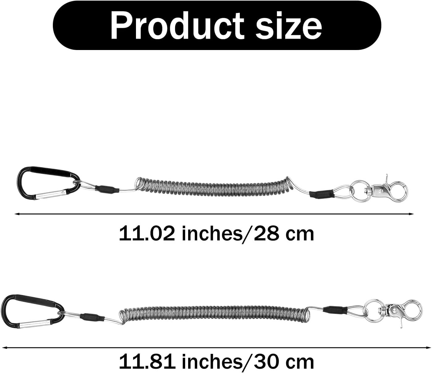 ElevateTech 6 Pack Coiled Fishing Lanyard for Kayak Fly Fishing Lanyards with Clips Heavy Duty Fish Rod Leash Steel Wire Coil Lanyard Kayak Tether Retractable Tool Lanyards for Pliers Boating - Image 2