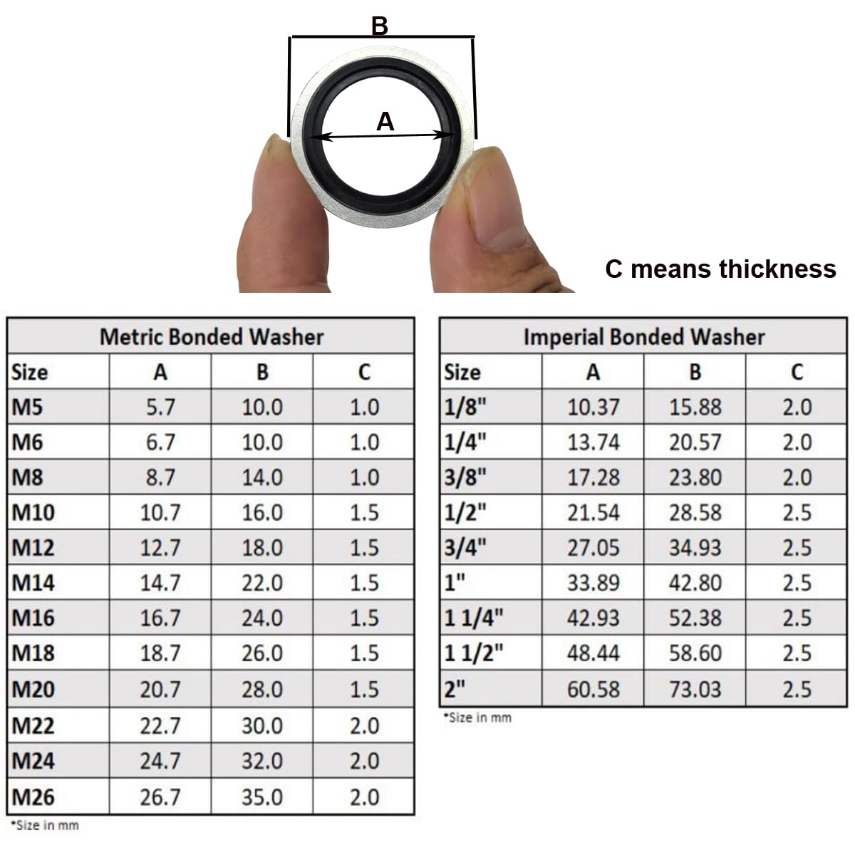 1/8'', 1/4'', 3/8'', 1/2'' Self-Centered Bonded Seal Oil Washers Drain Plug Gasket Assortment Kit - Image 5