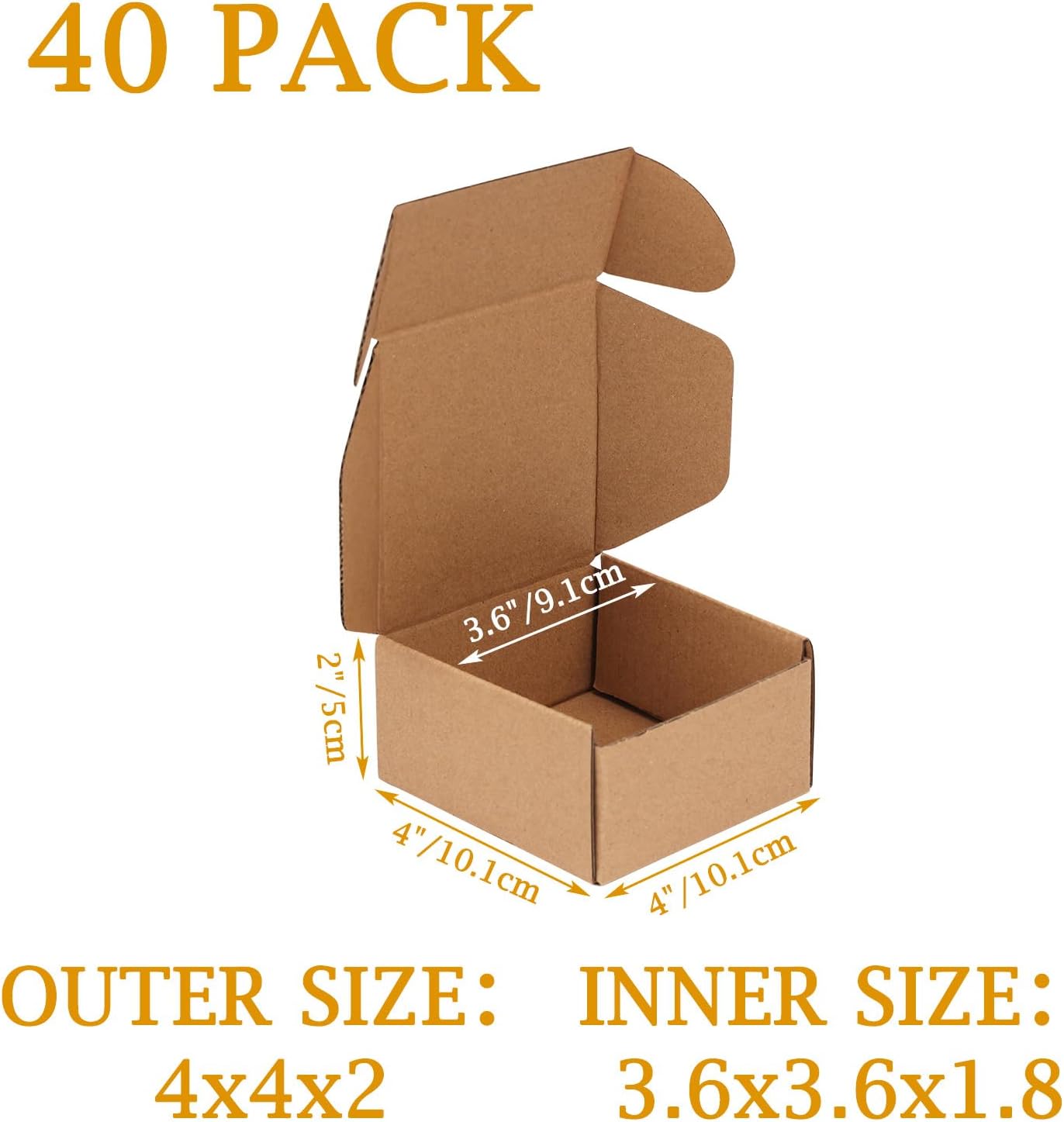 PHAREGE 4x4x2 inch Shipping Boxes Bulk 40 Pack Brown, Tab Lock Tuck Top Mailer Boxes for Packaging Small Business, Small Cardboard Gift Boxes for Wrapping Mailing Present - Image 2
