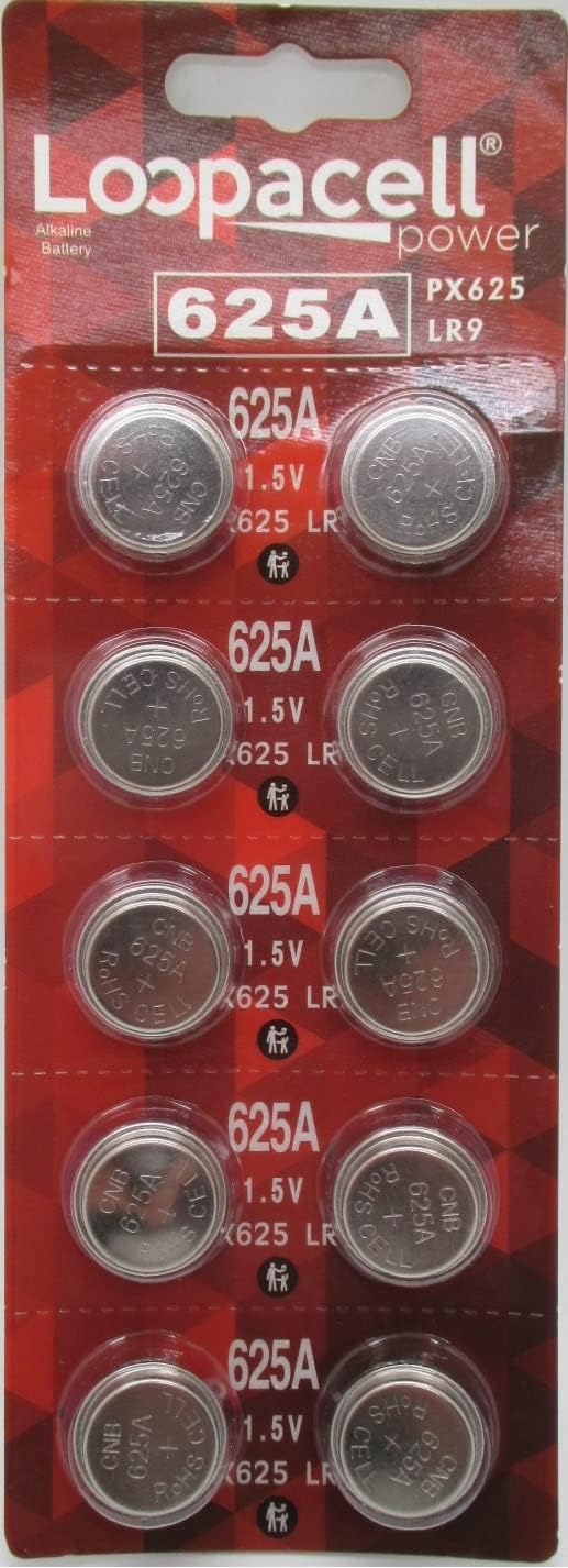 LOOPACELL 625A PX625A LR9 V625U PX625 Alkaline Battery - 1.5V Long Lasting Coin Cell Button Battery for Battery Powered Light Meters, Vintage Cameras, Small Flashlights, Car Keys