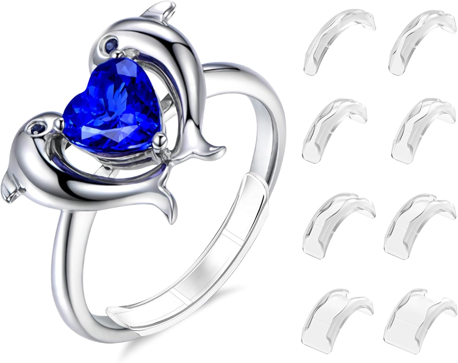 Eiito Ring Sizers & Guards for Loose Rings - Clip-Type Adjusters for Women & Men (8 Pack)