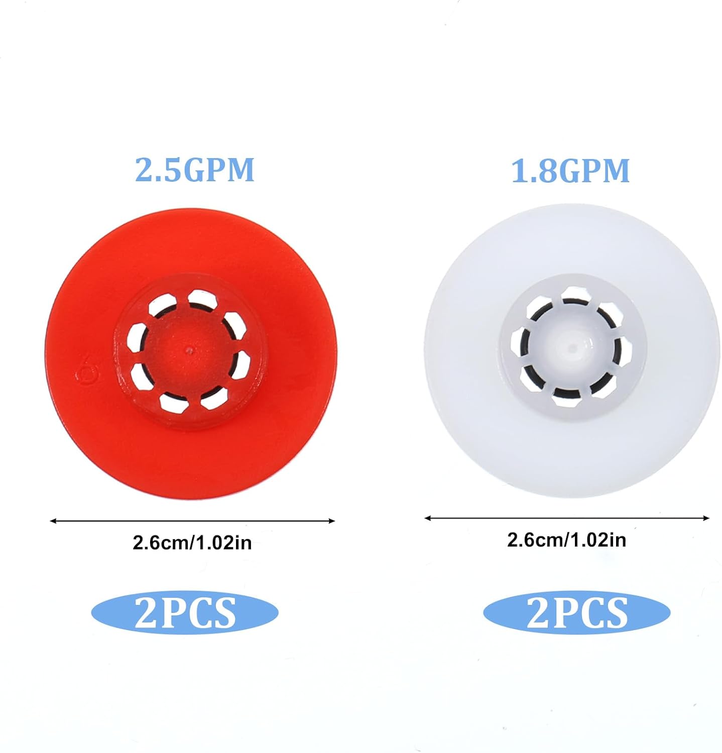 Shower Head Flow Restrictor Set, 1.8 and 2.5GPM Flow Reducer Limiter Fixed Shower Head Water Saver Replace Parts with 50 PCS Soft Silicone Nozzles for Showerhead Replacement - Image 4