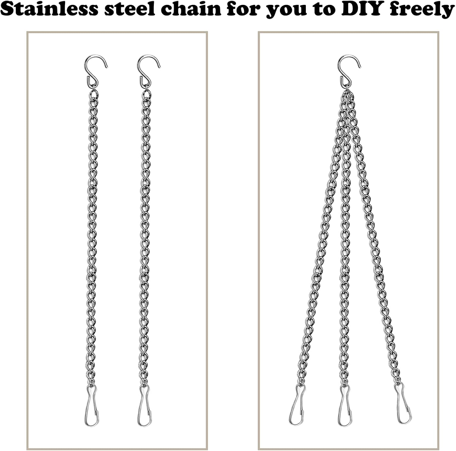 6 Pcs 20 Inch Stained Glass Window Hanging Chains - Silver 304 Stainless Steel, Window Art Decor, Patio Garden Outdoor Decorative Glass Panels - Image 3