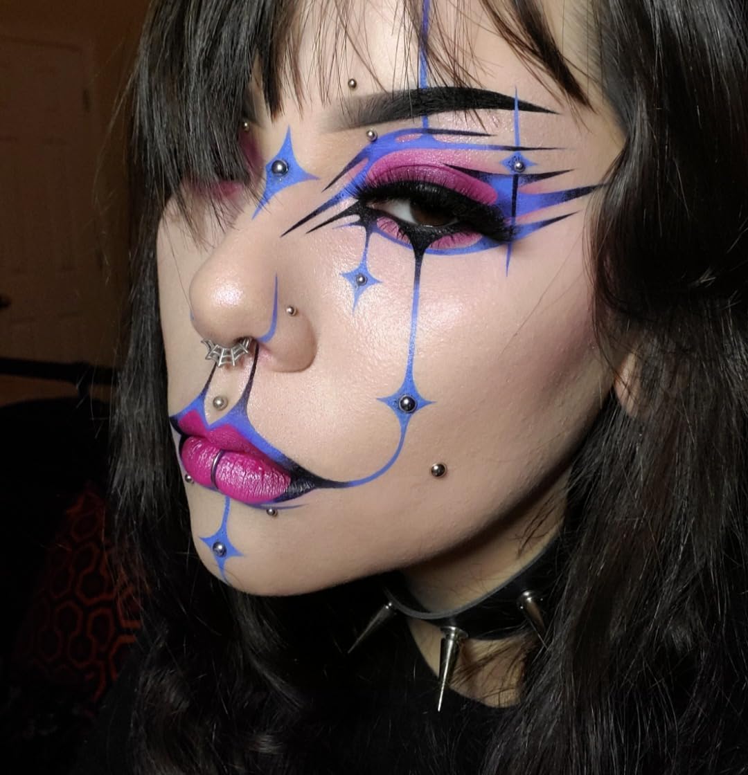 QWALIT Fake Lip Ring Cuffs Fake Nose Face Dermal Piercing Silver Clip on Vampire Teeth Fangs Faux Snake Bites Clip Nose Ring Hoops Non Piercing Stick on Stud Jewelry for Halloween Jewelry Women Men - Image 5